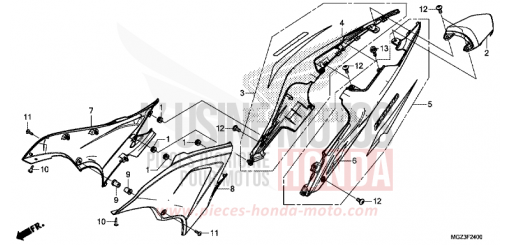 SEITENABDECKUNG/WINDLAUF, HINTEN CBR500RAE de 2014